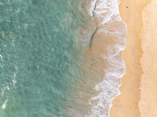 Amazing top view beach High angle view of Tropical beach sea in the beautiful Phuket island Thailand