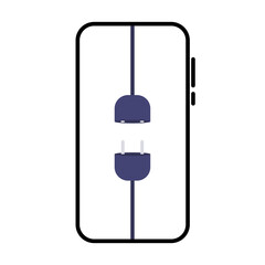Smartphone charging with plug and cord illustration.