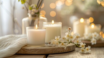 Cozy Candlelit Scene with Flowers