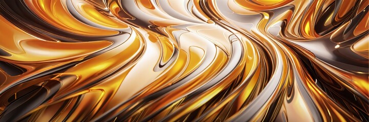 Abstract and golden liquid pigment background. as wide banner design with copyspace area. -...