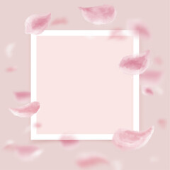 Obraz premium Invitation card frame with fluttering petals background