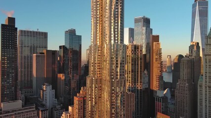 Establishing Aerial View Shot of New York City NYC, Court House Brooklyn Bridge