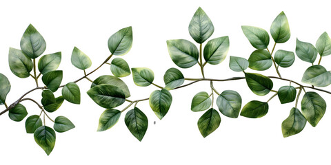 There are leaves on a branch, arranged in a regular pattern