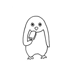 暑すぎてアイスを食べるペンギン（mono, png）