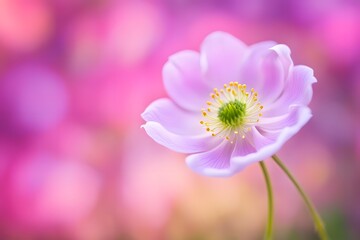  Japanese anemone flower vibrant bokeh background, AI Generated
