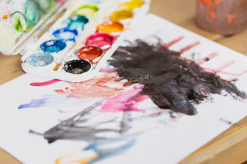 Child painting. A tool for preschool education or kindergarten. Designed for sensory and movement training. Montessori-type occupational therapy for autistic children.