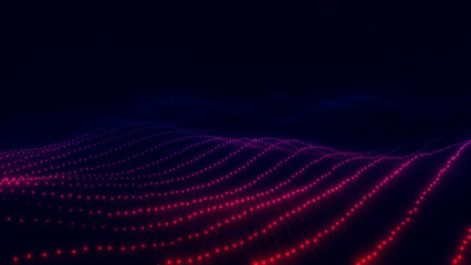 Fototapeta premium Energetic visualization with red glowing lines. Network, cyber technology and science