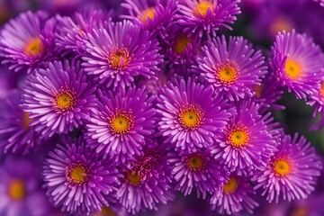 Italian asters flower vibrant bokeh background, AI Generated