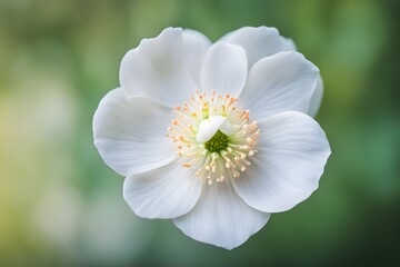 Fototapeta premium Japanese anemone flower vibrant bokeh background, AI Generated