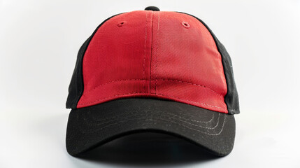 Fototapeta premium Set of black, and red Different caps isolated. Assorted baseball caps. Mock-up for branding.