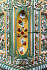 Beautiful Hand Painted Ceramic Tile Stove Detail