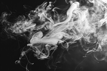 White smoke art on a pure black background, creating a striking and abstract visual effect...