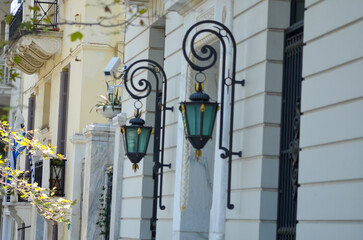 Summer in Greece Athens street lights. Even during the daytime, the streets of Athens have a...