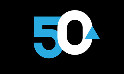 50 Triangle Number Logo Blue White Simple Modern