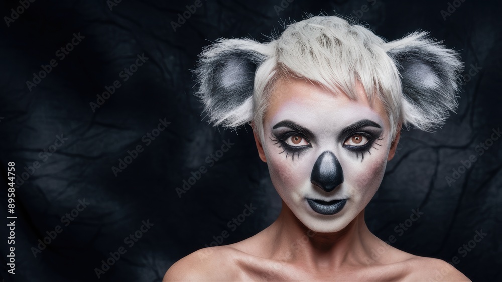 Canvas Prints a woman with a painted face and white makeup on her nose, ai