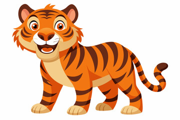 Funny Tiger on White Background Vector Illustration, Cartoons, Clipart, and Line Art Design, Funny tiger illustration in vector, cartoons, clipart, and line art on a white background.