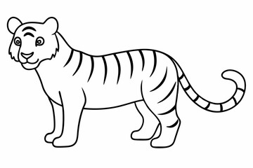 Funny Tiger on White Background Vector Illustration, Cartoons, Clipart, and Line Art Design, Funny tiger illustration in vector, cartoons, clipart, and line art on a white background.