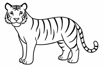 Funny Tiger on White Background Vector Illustration, Cartoons, Clipart, and Line Art Design, Funny tiger illustration in vector, cartoons, clipart, and line art on a white background.