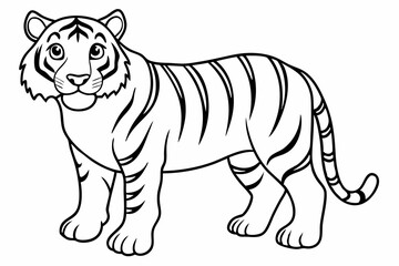 Funny Tiger on White Background Vector Illustration, Cartoons, Clipart, and Line Art Design, Funny tiger illustration in vector, cartoons, clipart, and line art on a white background.