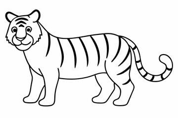 Funny Tiger on White Background Vector Illustration, Cartoons, Clipart, and Line Art Design, Funny tiger illustration in vector, cartoons, clipart, and line art on a white background.