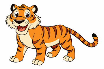 Funny Tiger on White Background Vector Illustration, Cartoons, Clipart, and Line Art Design, Funny tiger illustration in vector, cartoons, clipart, and line art on a white background.