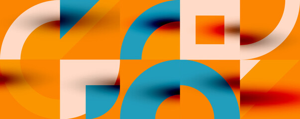 Neo memphis geometric pattern with circles, squares. Pop art abstract background for covers, banners, flyers and posters and other templates