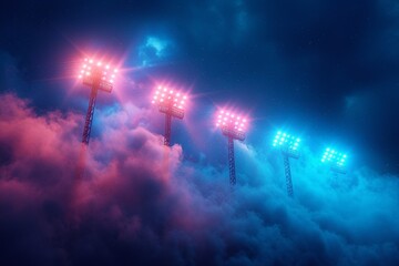 soccer stadium lights reflectors against black background