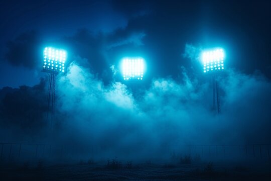 soccer stadium lights reflectors against black background