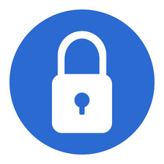 Blue Lock Icon Isolated on White