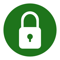 Green Lock Icon Isolated on White