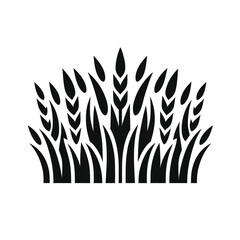 black and white silhouette of rows of grass blades