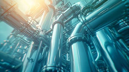 Intricate Network of Refinery Towers and Pipes at an Industrial Plant