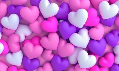 Pink, White, and Purple Hearts Background