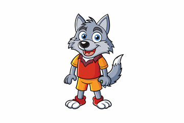 Funny Wolf Vector Illustration with White Background Cartoons, Clipart, Line Art, Funny wolf vector illustration with white background, perfect for cartoons, clipart, and line art designs.