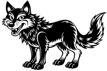 Funny Wolf Vector Illustration with White Background Cartoons, Clipart, Line Art, Funny wolf vector illustration with white background, perfect for cartoons, clipart, and line art designs.