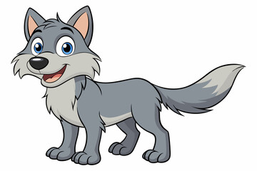 Funny Wolf Vector Illustration with White Background Cartoons, Clipart, Line Art, Funny wolf vector illustration with white background, perfect for cartoons, clipart, and line art designs.