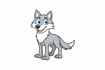 Funny Wolf Vector Illustration with White Background Cartoons, Clipart, Line Art, Funny wolf vector illustration with white background, perfect for cartoons, clipart, and line art designs.