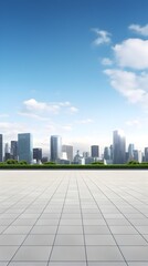 Expansive Cityscape with Empty Paved Square in Foreground