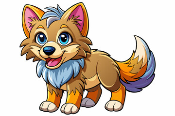 Funny Wolf Vector Illustration with White Background Cartoons, Clipart, Line Art, Funny wolf vector illustration with white background, perfect for cartoons, clipart, and line art designs.