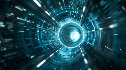 Obraz premium Mesmerizing Wormhole Tunnel with Spiraling Vortex and Starry Backdrop,Futuristic Space-Time Distortion Journey