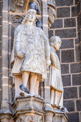 Obraz premium Detail of the exterior of the church, Monastery of San Juan de los Reyes, Toledo, Castilla-La Mancha, Spain