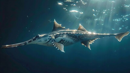 Swordfish Swimming in Deep Blue Water - Realistic Image