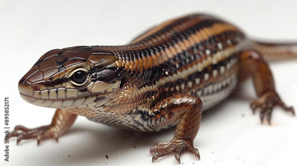 Sticker Close-Up Photo of a Striped Skink Lizard