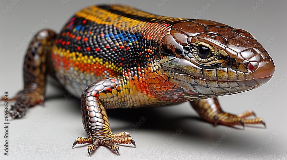 Poster Close-up of a Colorful Lizard with Striking Patterns - Realistic Photo