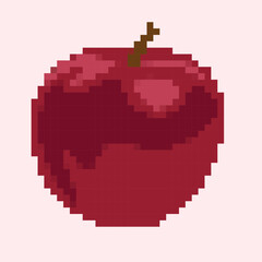 Fototapeta premium Pixel image of a whole red apple. Ideal for prints, icons and backgrounds