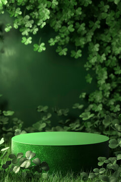 St. Patrick's Day podium background product 3D. St. Patrick's Day banner stand