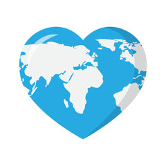 Vector illustration of Earth in heart shape on transparent background