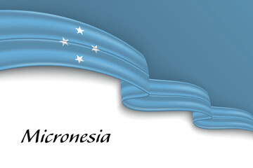 Waving ribbon with flag of Micronesia