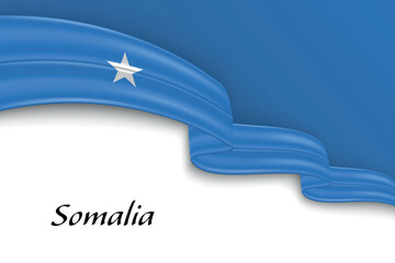 Waving ribbon with flag of Somalia