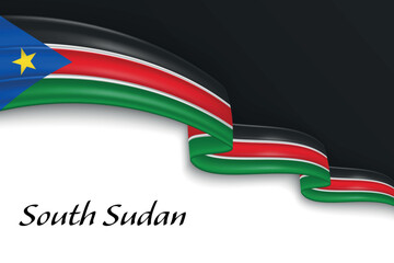Waving ribbon with flag of South Sudan